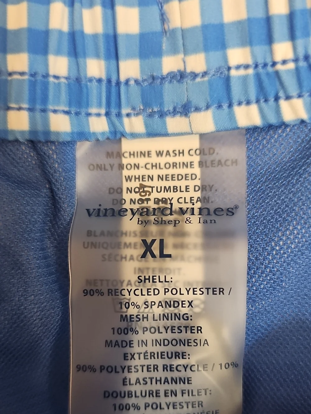Vineyard Vines Boys Blue Chappy Trunks Ginham Tideblue Board Shorts Swimwear